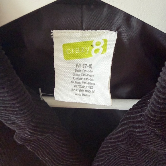 LIKE NEW BOYS SIZE 7/8 MEDIUM CORDUROY - BLACK - Picture 4 of 4